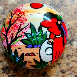 Trinket bowl with a lid very colorful from Cancun Mexico